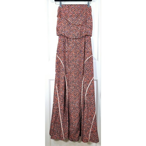 Sachin + Babi‎ Strapless Dot Maxi Blue Tan Dress Size 6 - Picture 1 of 7